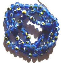 16 inch strand of 5mm Sapphire Evil Eye Beads